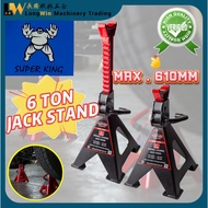 SUPER KING 6 Tons Heavy Duty Jack Stand for Automotive Repair Equipment Max 610mm Jek Stand Kereta