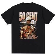 50 Cent Men's and Women's Fashion Street Retro Hip Hop Cotton Printed T-shirt