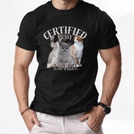 Certified Pussy Lover T-Shirt  Funny Cat Graphic Tee for Men  Soft Milk Silk Casual Short Sleeve Shi