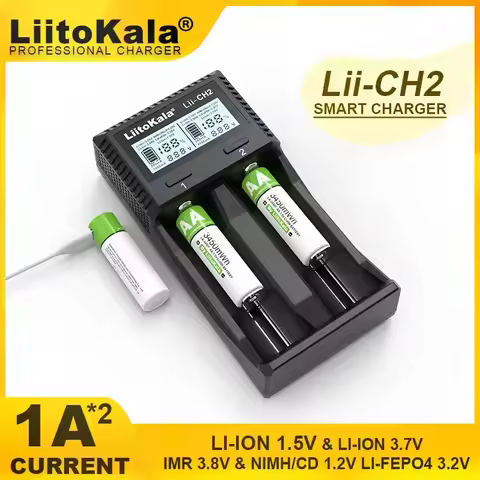[CE/RoHS] LiitoKala Lii-CH2 Universal Charger - All-in-One for Li-ion/Ni-MH/LiFePO4/1.5V Lithium, Sm