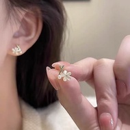 Opal Five Petal Flower Earrings for Women, Cute Cat Eye Stone Floral Stud Earrings, Hypoallergenic D