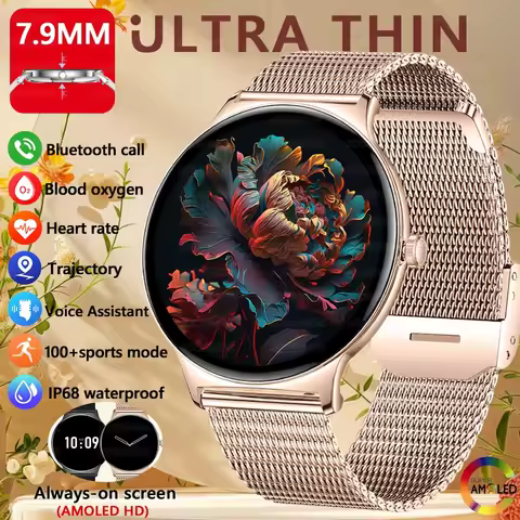 Ultra-Slim Fashion Smart Watch Women 1.43-inch AMOLED HD Display Women's Health Monitoring Always-On
