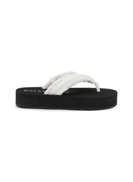 BALENCIAGA FLAT JET LAG FRAYED STRAP SATIN THONGS