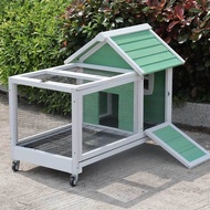 Rabbit cage rabbit hutch balcony rabbit villa wheels easy to clean splash-proof wooden house chicken