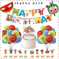 Cocomelon Set Balloon Banner Flag Cake Kids Topper Birthday Party Balloon Decoration