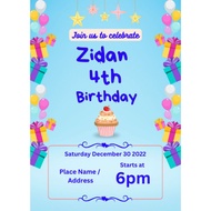 Digital birthday card(princess birthday card, football birthday card, rainbow birthday card & blue t