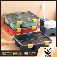 With spoons, soup bowls, plastic lunch boxes, lunch boxes, cafeteria partitioned plates, student mic