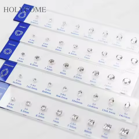 Free LOGO Custom Comparison Chart Kit Set With Ring Settings Fancy Shapes Gemstone 5A CZ Diamond Car