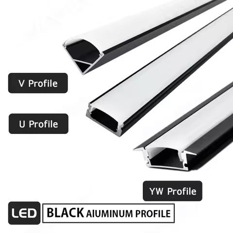 Customized 2M U shape Black LED Aluminum Channel for Led Strip with Black and Milky Cover, Aluminium