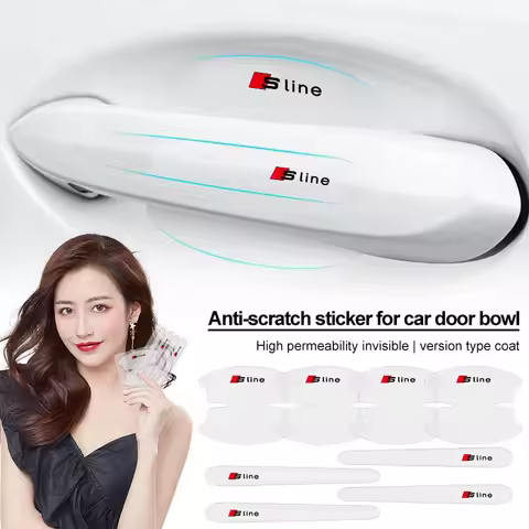 8Pcs Car Door Handle Bowl Anti Scratch Protective Sticker For Audi TT Q3 Q5 Q7 Q8 B5 B6 B7 B8 B9 Q7 