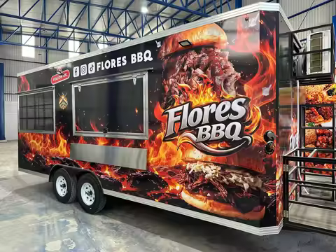 3M Small Pink Food Trailer with Full Mobile Food Trucks Frying Equipment Food Cart