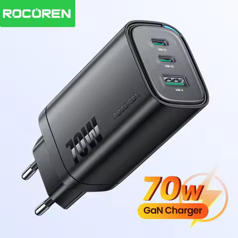 Rocoren 70W GaN Charger Portable USB Type C Fast Charging USB C Chager For iPhone 16 15 14 Pro Samsu