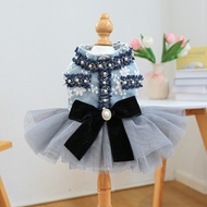Pet Clothes Dog Cat Cat Clothing Clothing Clothing Spring Autumn Clothing Gray Blue Fragrance Skirt