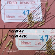 setengah Resistor 1/2w 47R 47 OHM 47Rohm 0.5W R ½ W 47ohm