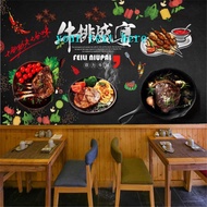 Custom and Steak Cuisine Mural Wallpaper Industrial Decor Western Restaurant Black Background Wall P