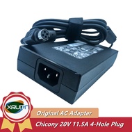 Original OEM A17-230P1B Chicony 20V 11.5A 230W 4 PIN Female Plug AC Adapter Laptop Charger For CLEVO