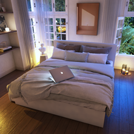 Looms เตียง 5 ฟุต รุ่น Sacha สีไม้อ่อน (168x216x98 ซม.)