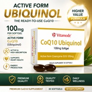 Vitamode Coenzyme Q10 Ubiquinol 100mg 30 Softgels | Premium CoQ10 Supplement | Active Ubiquinol Form