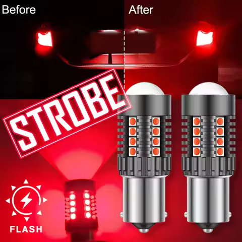2x Strobe Flash 1157 BAY15D P21/5W LED Auto Brake Lights 3030SMD LED P21/5W BAY15D Car Daytime Runni