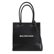 BALENCIAGA 巴黎世家 597858 品牌LOGO牛皮兩用紙袋包.黑