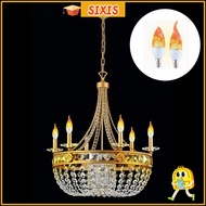 SIXIS LED Flame Light Bulbs, Plastic 2W Candle Fire Light Bulb, Special Design Chandelier Base E14 E