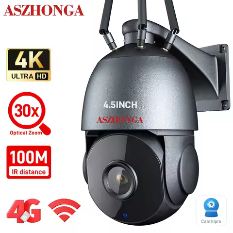8MP Security IP Camera 4G Sim Card 4.7-94mm 30X Zoom AI Auto Tracking POE WIFI Surveillance Camera S