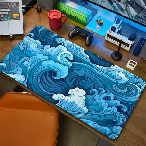 Japanese Blue Waves Mouse Pad Desk Mat Art XXL Gaming Mouse Pads office Mousepad 900x400 Nature Rubb