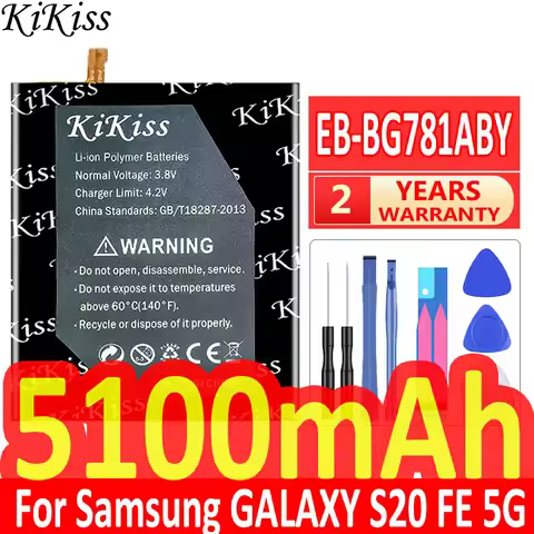 KiKiss EB-BG781ABY 5100mAh Replacement Battery for Samsung Galaxy S20 S 20 FE 5G SM-G781 A52 SM-A526
