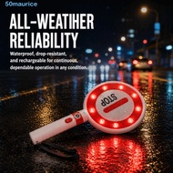 MAURICE Handheld Stop Sign, Neon Reflective Traffic Sign, Convenient Reversible Handheld LED Stop Go
