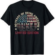 90Th Birthday Gift Men Vintage Born 1934 Turning 90 Year Old Gift T-Shirt