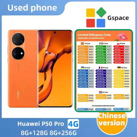 Original CN Version Huawei P50 Pro 4G Mobile Phone 6.6" Curved Screen HarmonyOS 4360mAh Smart used p