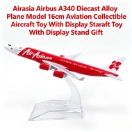 AirAsia Airbus A340 Diecast Alloy Plane Model 16cm Aviation Collectible Aircraft Toy With Display St