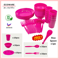 ECOWARE 50pcs Kenduri Set/ Party Set 50pcs/ Plastic Plates Cups Bowls Set/ High Quality Food Grade f