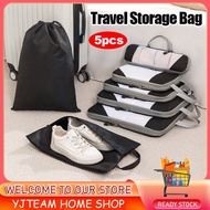 🇸🇬Ready Stock🇸🇬 Compression Packing Cube 5pcs Set / Travel Luggage Organiser/ Large Compression Nylon Travel Bag / Shoe Bag