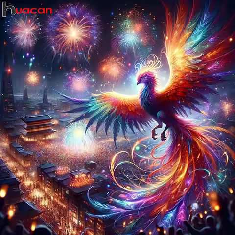 Huacan Diamond Painting Animal Full 5d Diamond Embroidery Phoenix DIY Handmade Gift Art Wall Decorat