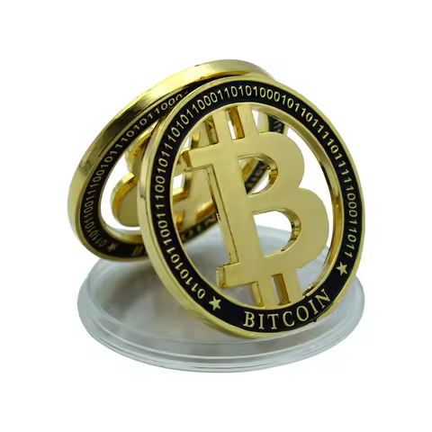 Business Gift Bitcoin Gold Plated Metal Commemorative Coin Chanllenge Coin Good Luck Gift Commercial