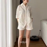 SAKAL Linen Shirt Set Outfit Set Women Korean Linen Set Woman