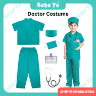 Doctor Costume Kids - Pretend Play Surgical Scrub Doctor Surgeon Uniform Nurse Cosplay Baju Doktor Bedah Kanak-kanak