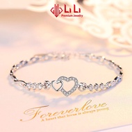 LiLi S999 women's silver bracelet with high-quality CZ stone in the shape of bag heart Alvin LILI_26