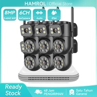 Hamrol 10 Ch NVR 2/4/6/8 Lensa Ganda 8MP PTZ CCTV Wifi NVR Kit Kamera Outdoor Tahan Air Wireless