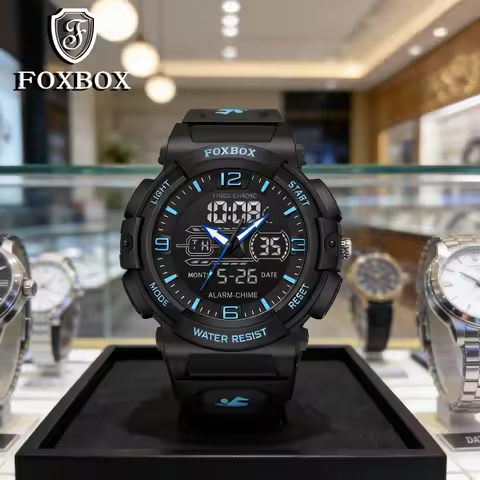 FOXBOX Dual Digital Display Electronic Watches Casual Stopwatch Multifunctional Watch Student Watch 