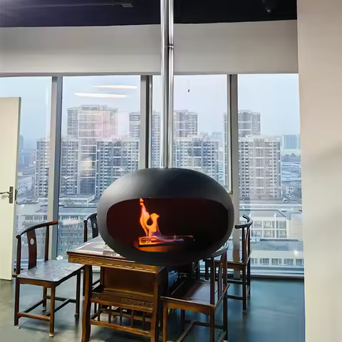 Suspended Heating Decoration Real Fire Fireplace Hanging Indoor Heaters Ceiling Mounted Suspended Bi