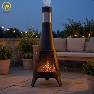 Firewood-Fueled Fire Bowl Hearth Tall Conical Fire Bowl Heater Metal for Backyard Garden