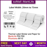 MarkLife 20mm to 75mm Thermal Label Paper, Refill Sticker for Printer P50 P80 Phomemo M110