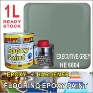 EXECUTIVE GREY HE6604 ( 1L ) HEAVY DUTY EPOXY FLOOR PAINT ( WATERPROOF COATIANG )  [ Include Hardener ] CAT LANTAI FLOOR