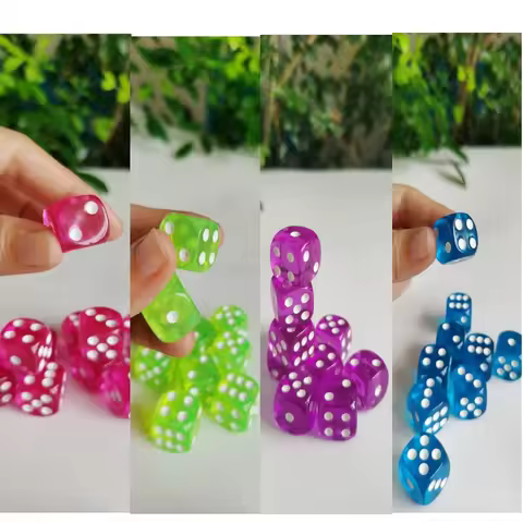 30 PCS/Set 16mm D6 Casino Dice Bulk Dice Transparent Color Acrylic D6 6 Faces Dice With Rounded Edge