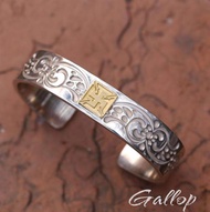 Iron Head Goros Gold Bracelet Pure Silver Hand Ring with Thousand Character Mark Design by Kimura Ke