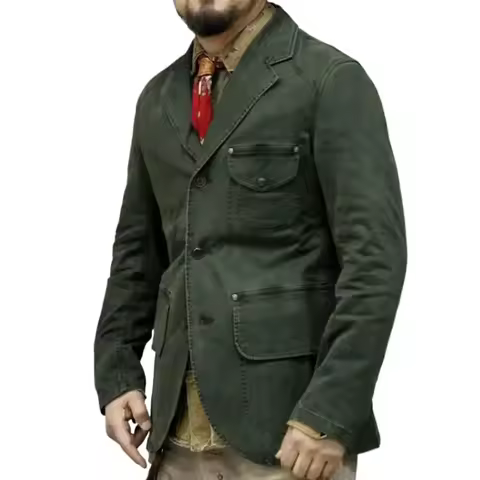 Amekaji Wear Clothes Men Army Green Safari Jacket Casual Suit Jacket American Retro Autumn Niche Goo