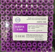 หลอดเก็บเลือด หลอดเก็บตัวอย่างเลือด 0.5 ml Micro tube K3 EDTA 100หลอด/pack