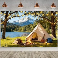Camping Backdrop Forest Photo Backdrop for Photoshoot Campfire Happy Birthday Party Decorations Clas